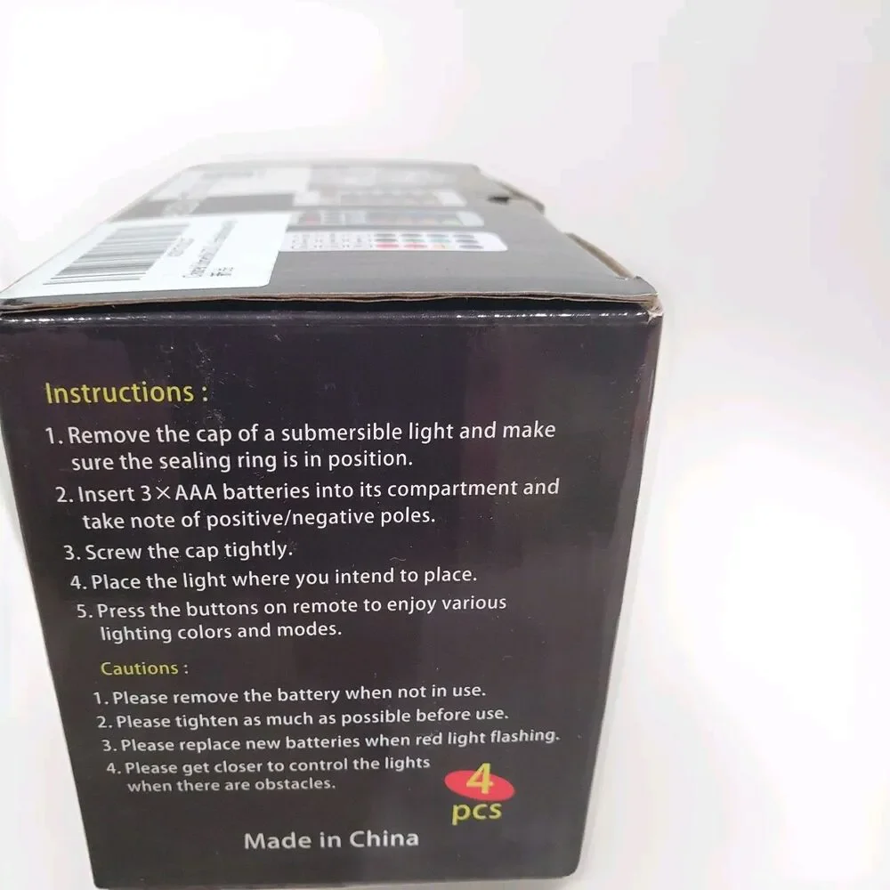 Submersible Lights Party Decor No Suction Or Magnets 4 Lights With Remotes